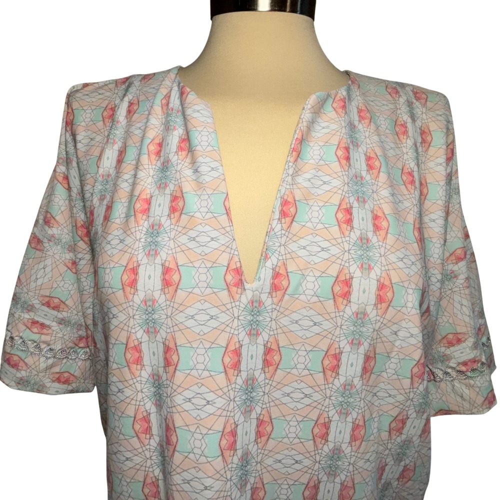 Cabana Life Printed‎ Shift Dress UPF Beach Cover Up Tunic Pastel Geo Size M